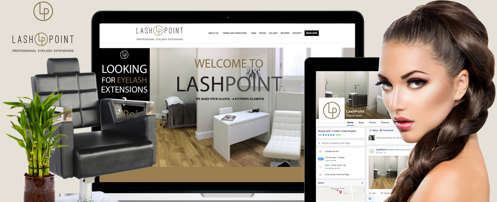 Ami Perera Work portfolio Lash Point London web and branding